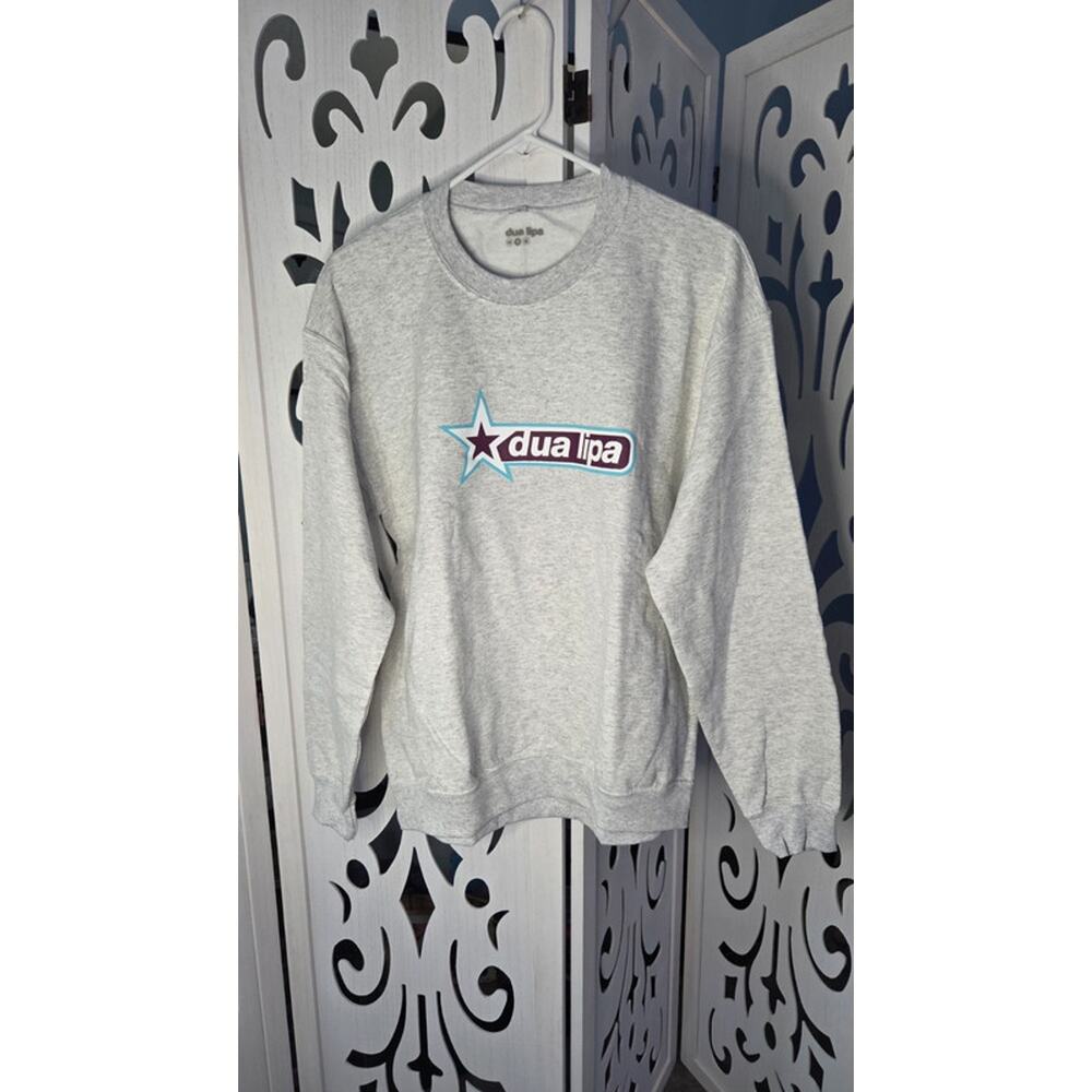 Dua Lipa Gray Pullover Sweatshirt - Size Medium/Large Vintage Style